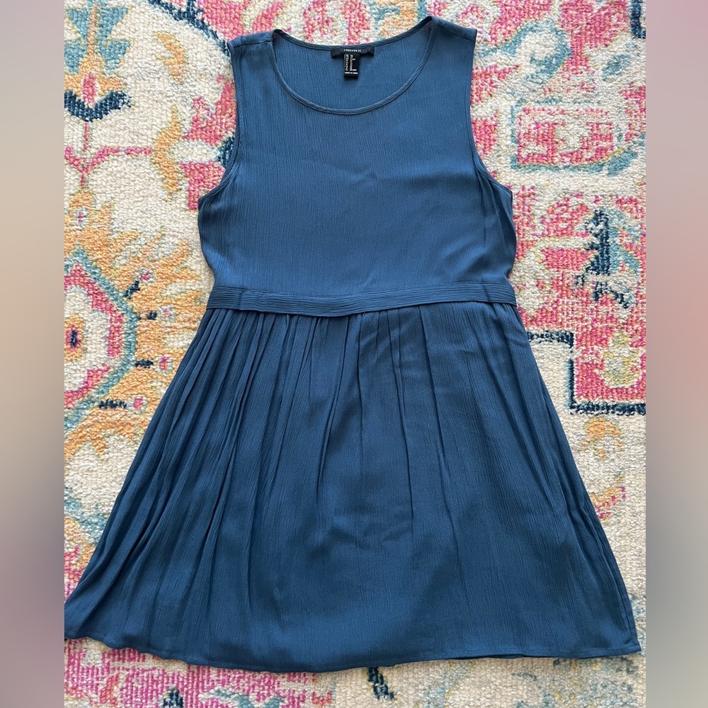 Forever 21 Gauze Crinkle Sleeveless Mini Dress Slate Blue XS